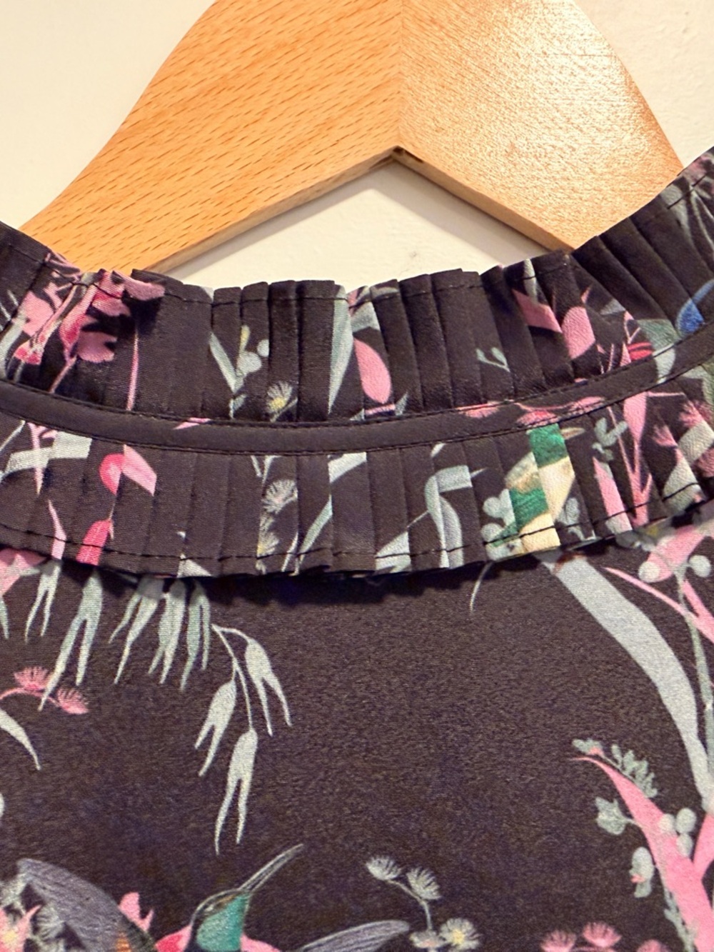 Ted Baker London Black Mini Dress with Pink and Green Botanical Print - Picture 7 of 7